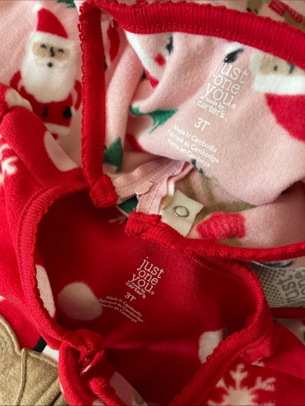 2 NWT Christmas fleece sleepers 3t red pink